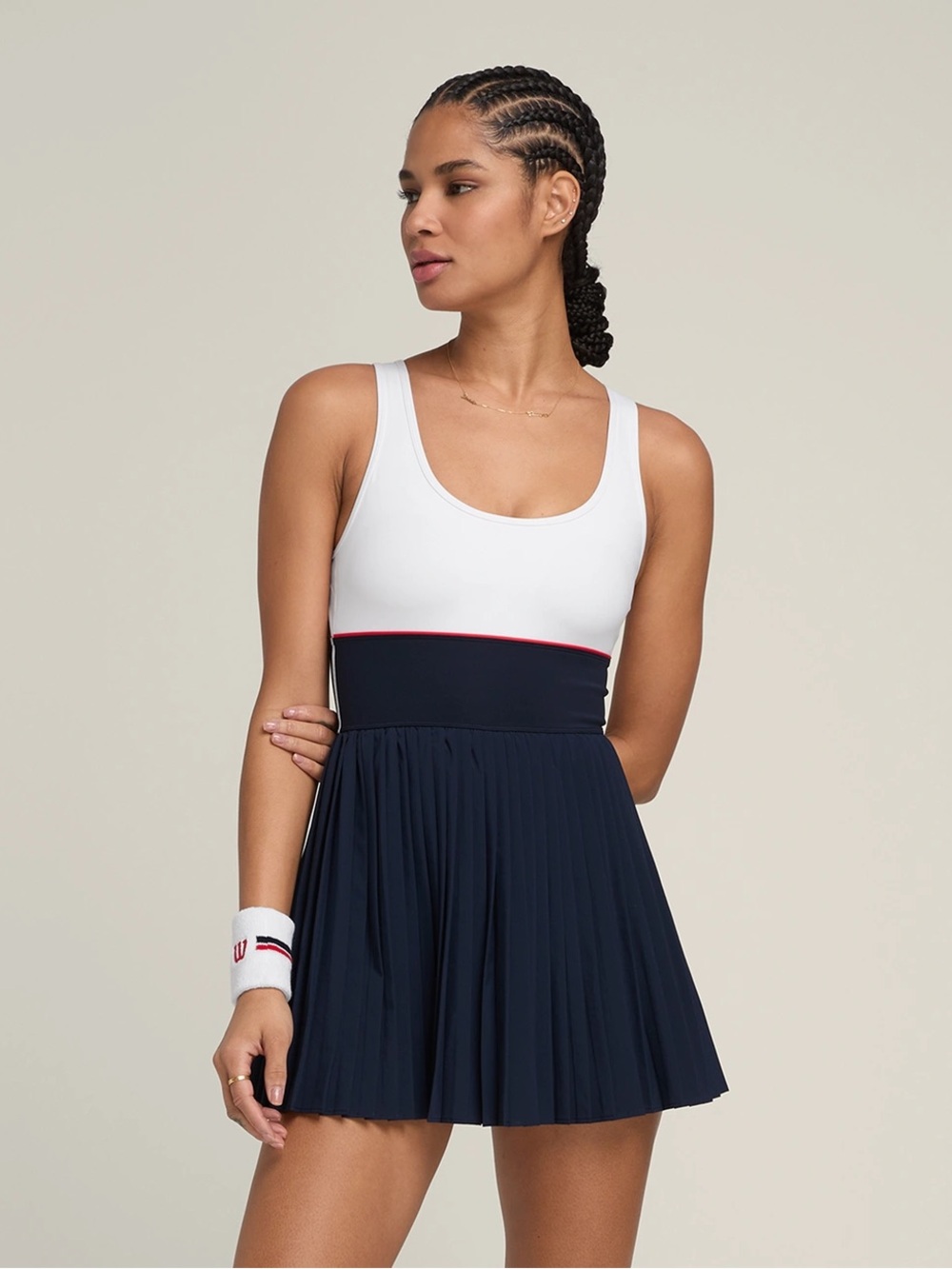 Wilson Sportif Tennis Dress Classic Navy Red White Lined with Shorts size Small